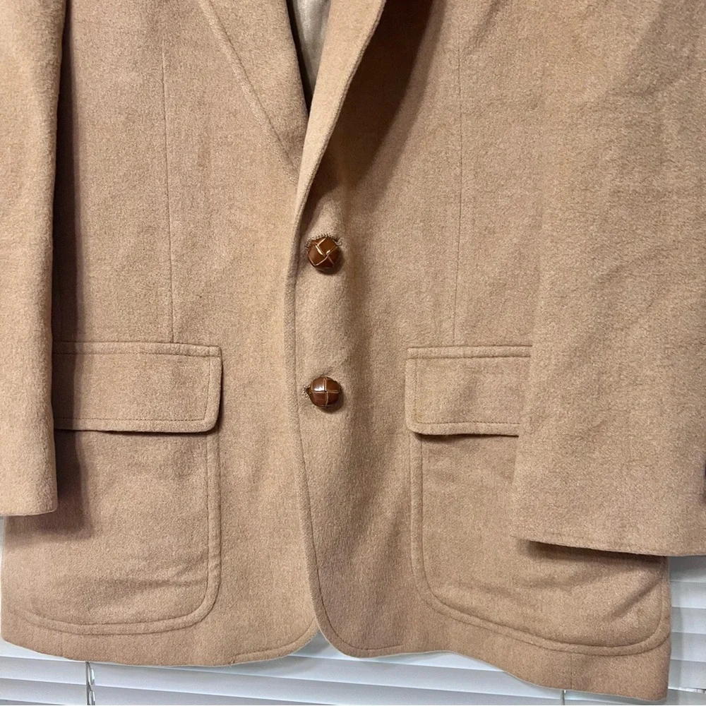 Bill Blass VTG 100% Camel Hair Wool Blazer Sport Coat Tan Size Large